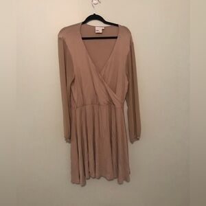 ASOS Curve long sleeve tan dress